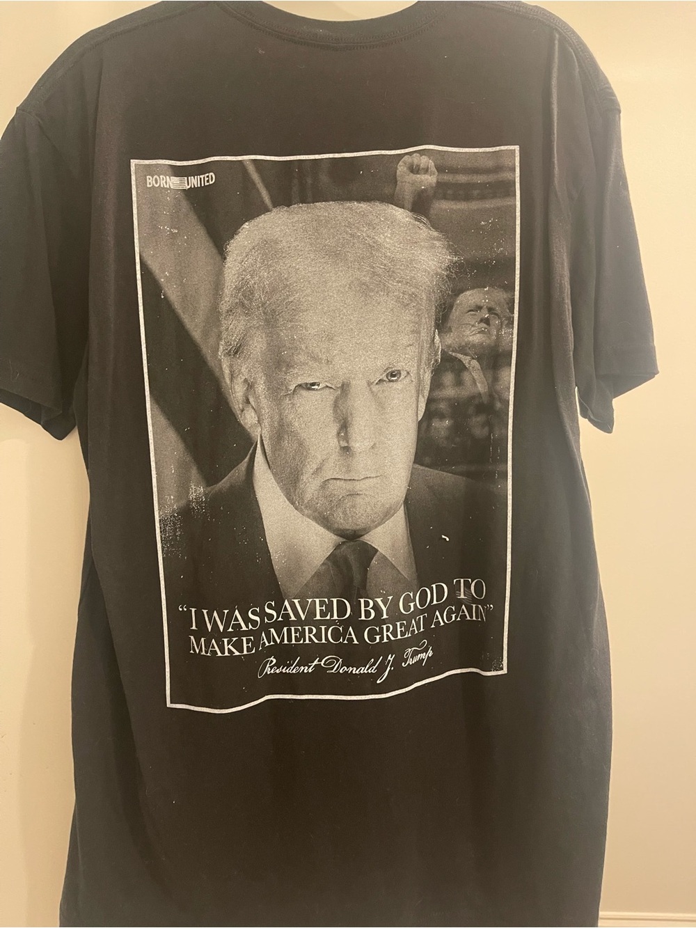 Black Short-Sleeve TRUMP Graphic Tee with Statement Print